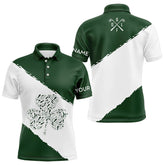 Maxcorners Green And White Shamrock Men And Women Golf Polo Shirts Customize Name St Patrick Day Golf Apparel For Men