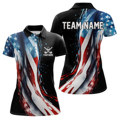 Maxcorners American flag Black Men golf polo shirts Custom team patriotic golf top for mens