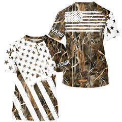 Maxcorners American Flag Camo Fishing Personalized Patriotic Uv Protection Camouflage Fishing Jerseys