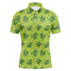 Maxcorners Funny Green Frog pattern Golf polo shirt for men Custom mens golf top, personalized golf gifts TU1612