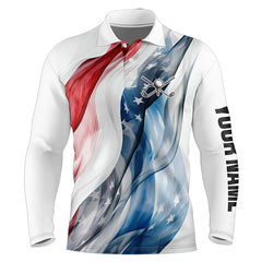 Maxcorners Red, White And Blue American Flag Men And Women Golf Polo Shirts Customize Patriotic Mens Golf Wear