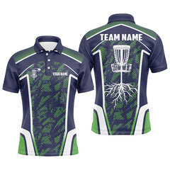 Maxcorners Disc golf hole blue green camo Men polo shirts custom name and team name disc golf shirts for men MT0510