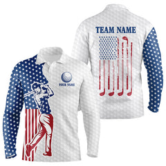 Maxcorners Red, White and Blue American Flag Golf polo shirts For Men Custom patriotic mens golf topMT0306