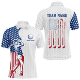 Maxcorners Red, White and Blue American Flag Golf polo shirts For Men Custom patriotic mens golf topMT0306