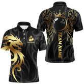Maxcorners Black and Gold Dragon tribal crown Bowling ball Shirts for Men Custom Bowling Team League Jerseys LM1610