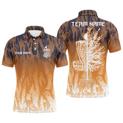 Maxcorners Disc golf basket orange camo Men disc golf polo shirts custom name disc golf team shirts for men MT0510