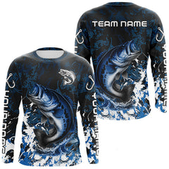 Maxcorners Blue Camo Largemouth Bass fishing Custom sun protection Bass fishing shirts, Bass fishing team jerseys LM0607