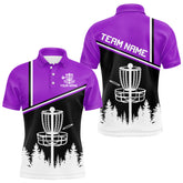 Maxcorners Black, White and Purple Disc Golf basket Mens Disc golf polo shirts Custom team disc golf jerseysMT0306