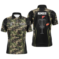 Maxcorners Black Mens disc golf polo shirt custom name, number camo disc golf jersey, mens disc golf apparel MT0510