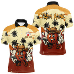 Maxcorners Funny Bowling Cowboy gun Mens bowling polo, Quarter zip shirts Custom bowling team outfit jersey MT1810