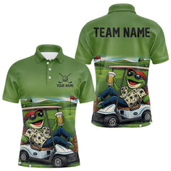 Maxcorners Funny Green frog Mens Golf polo shirts Custom golf outfit for men, personalized golf gifts LM1812