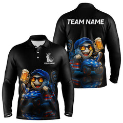 Maxcorners Funny American Flag Golf ball Mens golf polo shirts custom golf and beer golf apparel for mensMT0306