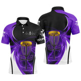 Maxcorners Mens disc golf polo shirt custom disc golf basket, personalized disc golf gifts | Purple MT0510