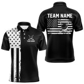 Maxcorners Black and White American Flag Mens golf polo shirts Custom name patriotic team golf uniformMT0306