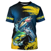 Maxcorners Blue and Yellow Camo Mahi Mahi ( Dorado), Wahoo, Tuna fishing custom saltwater fishing jerseys MT2108