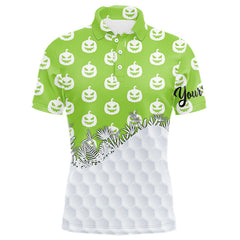 Maxcorners Personalized funny green pumpkin Halloween pattern mens golf polo shirts best mens golf wears MT2407