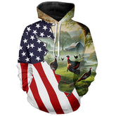 Maxcorners Wild Turkey Hunting Camo 3D All Over Print Shirts American Flag Patriotic Hunting gifts LM2608
