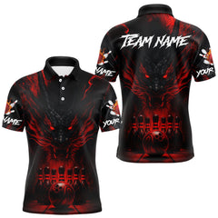Maxcorners Black And Red Dragon Bowling Shirts For Men Custom Dragon Bowling League Shirts Outfits TU2310
