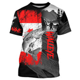 Maxcorners Canadian Flag Walleye Fishing Custom long sleeve performance Fishing Shirts, Walleye fishing jerseys MT2108