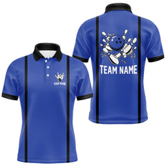 Maxcorners Retro Bowling Polo, Quarter Zip shirts For Men custom bowling team shirts Bowler Outfits | Blue LM2608