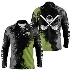Maxcorners Black and Green Camo Golf Polo shirt for Men Custom golf team uniform golf outfit