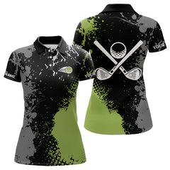 Maxcorners Black and Green Camo Golf Polo shirt for Men Custom golf team uniform golf outfit