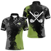 Maxcorners Black and Green Camo Golf Polo shirt for Men Custom golf team uniform golf outfit