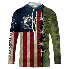 Maxcorners Bass Fishing American Flag patriotic Customize Name long sleeves fishing shirt for men LM0201