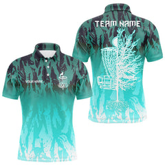 Maxcorners Disc golf basket Cyan Blue camo Men disc golf polo shirt custom disc golf jerseys team shirts for men LM2707
