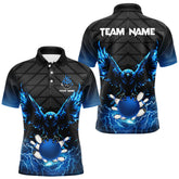 Maxcorners Mens bowling shirts Custom blue lightning thunder Eagle Bowling Team Jersey, gift for team Bowlers LM0706