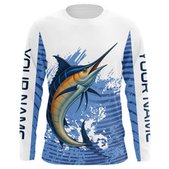 Maxcorners Blue Camo Marlin fishing shirts custom saltwater Marlin sun protection long sleeve fishing apparel LM0607