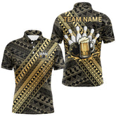 Maxcorners Yellow and Black tribal pattern Bowling and Beer shirts for men custom Team Bowling jerseys outfit MT2904