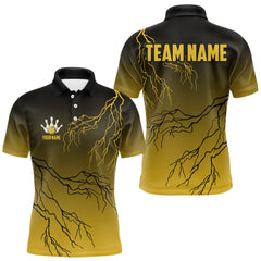 Maxcorners Black and Yellow gradient storm Lightning thunder Bowling shirts for Men Custom Bowling Team Jerseys