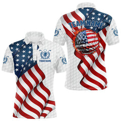 Maxcorners American Flag Golf Polo Shirts For Men Custom team golf jerseys, patriotic golf shirts