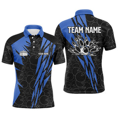 Maxcorners Black Bowling Camo Mens Polo Bowling Shirt Custom Bowling Strike Team League Jerseys