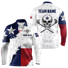 Maxcorners Texas Flag Golf Clubs Skull Golf Camo Men golf polo shirts Custom Patriotic Golf Team Jerseys