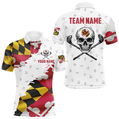 Maxcorners Maryland Flag Golf Clubs Skull Golf Camo Men golf polo shirts Custom Patriotic Golf Team Jerseys
