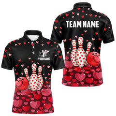Maxcorners Funny Bowling Heart Pattern Valentine Bowling Shirts For Men Custom Bowling Gifts For him LM1112