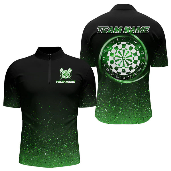 Maxcorners Black & Green glitter Lucky Darts Shirt For Men Custom St Patrick Day Darts Jersey for Team