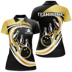 Maxcorners Black & Gold Bowling Jersey Customized Name, Team Name 3D Shirt