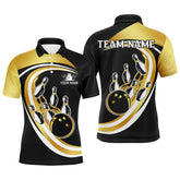 Maxcorners Black & Gold Bowling Jersey Customized Name, Team Name 3D Shirt