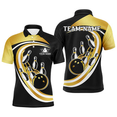 Maxcorners Black & Gold Bowling Jersey Customized Name, Team Name 3D Shirt