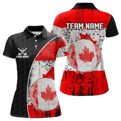 Maxcorners Personalized Black Camo Golf Polo Shirts For Men Custom Canadian Flag patriotic golf shirts outfit