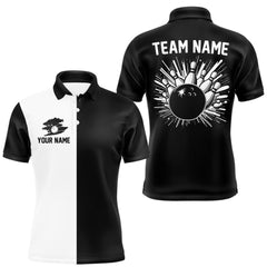 Maxcorners Black and white Retro Bowling shirts For Men Custom team bowling jerseys gift for Bowlers TU2606