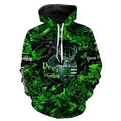 Maxcorners Country Girl Deer hunting green camo Custom Name all over printed shirts, Hunting gift for hunter girl LM2608