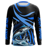 Maxcorners Personalized Sailfish Long Sleeve Fishing Shirts, Sailfish Tournament Fishing Jerseys | Blue MT2108