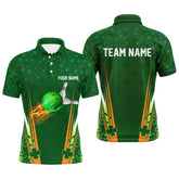 Maxcorners Green Shamrock Mens Polo Bowling Shirts Custom St Patrick Day Team League Bowling Jersey