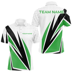 Maxcorners Black, White and Green Golf polo shirts For Mens custom mens golf top, unique golf giftsMT0306