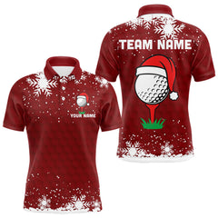 Maxcorners Red Christmas Golf Ball snowflake Men's Golf Polo shirts Custom Xmas Team Golf Outfits MT2510