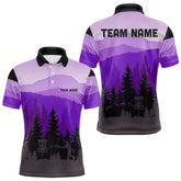 Maxcorners Purple pattern forest Mens Disc golf polo shirts Custom team disc golf jerseys for menMT0306